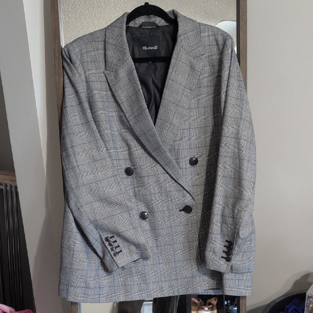 Gray Double-Breasted Blazer